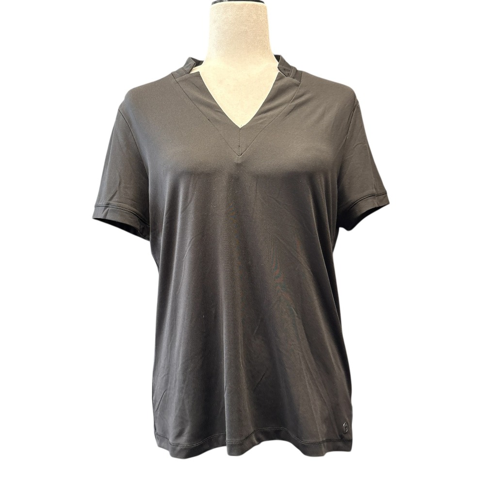 Tribal Sport Womens Black V-Neck Performance Knit Top UPF‎ 50 Medium NWT